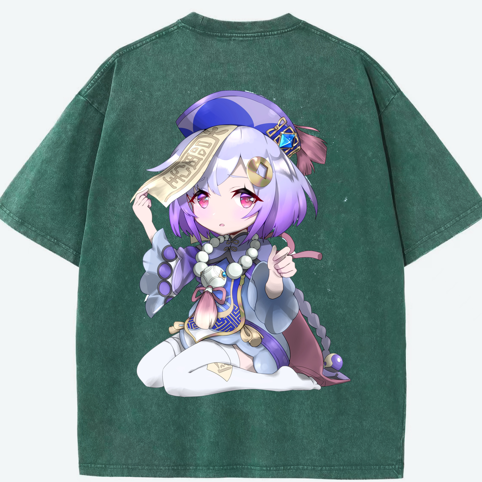 げんし神 七七 なな  genshin Nana 綿100% ヴィンテージ風 半袖Tシャツ（背面プリント）